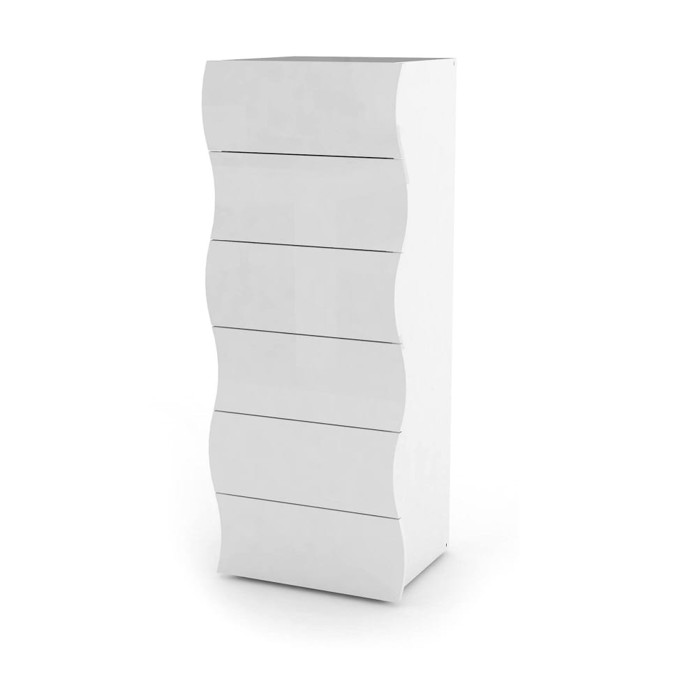 Wohnli Möbelsuche - Hochglanzweiße Kommode in Holzoptik