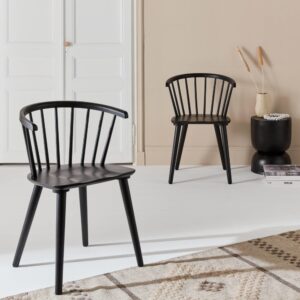wohnli-moebel-suche-M23095392-1 Set von 2 schwarzen Stühlen mit Sprossen aus Holz und Sperrholz 51x75x53cm Holz Schwarz sweeek Möbel Esszimmermöbel Stühle