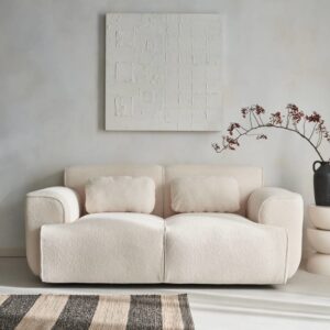 Sofa 2-Sitzer Bouclé-Bezug 178x73x97cm Stoff Beige sweeek Sofas und Sessel Sofas 2-Sitzer-Sofas & 3-Sitzer-Sofas