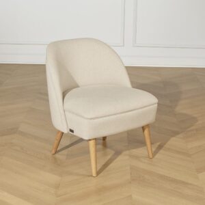Eichen- und Leinenstuhl Beige 62x78x67cm Holz Beige Robin des Bois Sofas und Sessel Sessel, Poufs und Fußbänke Sessel