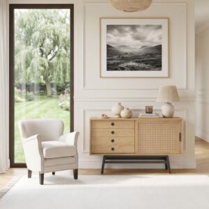Clubsessel aus feuerfestem Stoff Beige 68x73x68cm Holz Beige Robin des Bois Sofas und Sessel Sessel, Poufs und Fußbänke Sessel