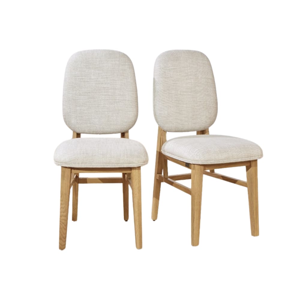 Wohnli Möbelsuche - Set aus 2 Stühlen aus massiver Eiche und Premium-Leinen Beige