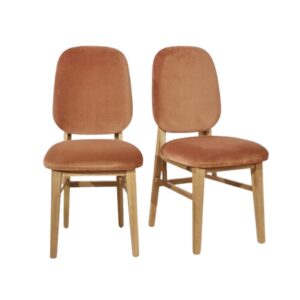 wohnli-moebel-suche-M23095582 Wohnli Möbelsuche - Set aus 2 Stühlen aus massivem Eichenholz und Samt. Karamell