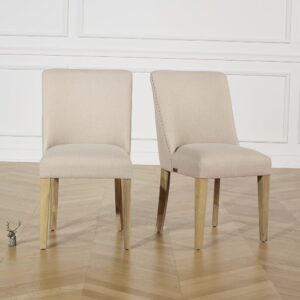wohnli-moebel-suche-M23095613-1 Satz von 2 Stühlen aus Akazienholz und Stoff Beige 48x91x58cm Holz Beige Robin des Bois Möbel Esszimmermöbel Stühle