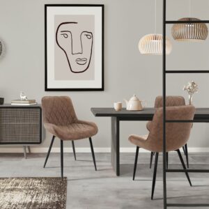 2er Set Esszimmerstühle Wohnzimmerstühle Küchenstuhl Braun 54x81x60cm PVC und Synthetik Braun ML-Design Möbel Esszimmermöbel Stühle
