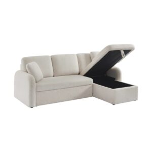 3-Sitzer Schlafsofa mit cremefarbenem Bouclé-Bezug 220x85x83cm Stoff Beige sweeek Sofas und Sessel Sofas Schlafsofas