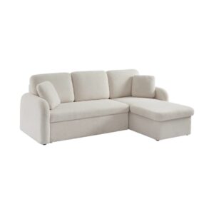 Wohnli Möbelsuche - 3-Sitzer Schlafsofa mit cremefarbenem Bouclé-Bezug