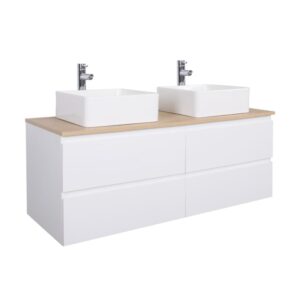wohnli-moebel-suche-M23096744 Wohnli Möbelsuche - 120 cm Wand-Doppelspültisch mit Holzplatte