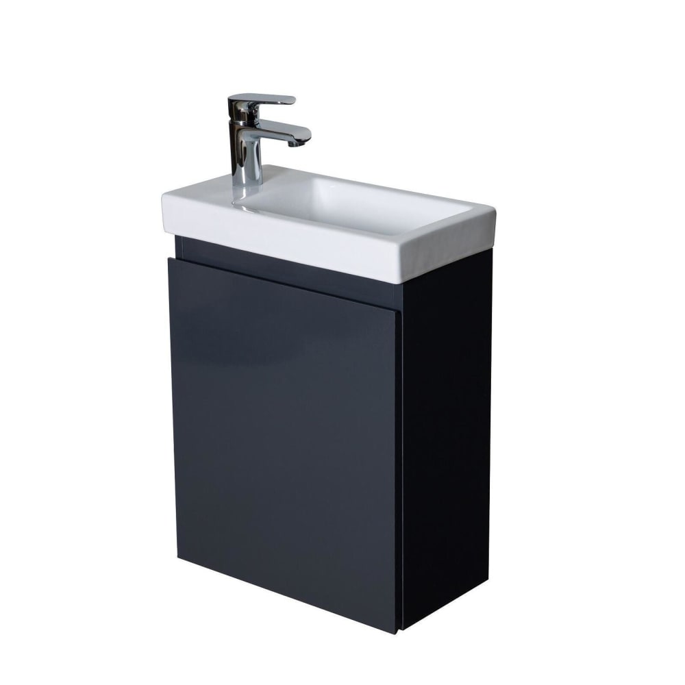 Wohnli Möbelsuche - schwarzer Waschbeckenschrank + Wasserhahn