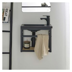 wohnli-moebel-suche-M23096764-1 Handwaschbecken + Wasserhahn-Set 22x32x40cm Spanplatte Schwarz Mob In Möbel Badezimmermöbel Waschtische