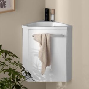wohnli-moebel-suche-M23096783-1 SKINO Eckwaschtisch + Armaturenset 35x53x35cm Spanplatte Weiß Mob In Möbel Badezimmermöbel Waschtische