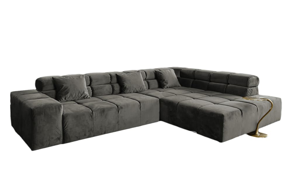 Wohnli Möbelsuche - Ecksofa aus Samt mit Recamiere