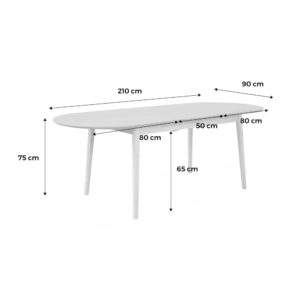 Ausziehbarer Esstisch Lisa Natur Oval 160x75x90cm Metall Beige sweeek Möbel Esszimmermöbel Esstische