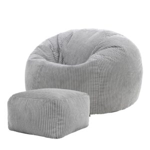 Wohnli Möbelsuche - Klassischer Sitzsack BeanBag mit Hocker aus Cord