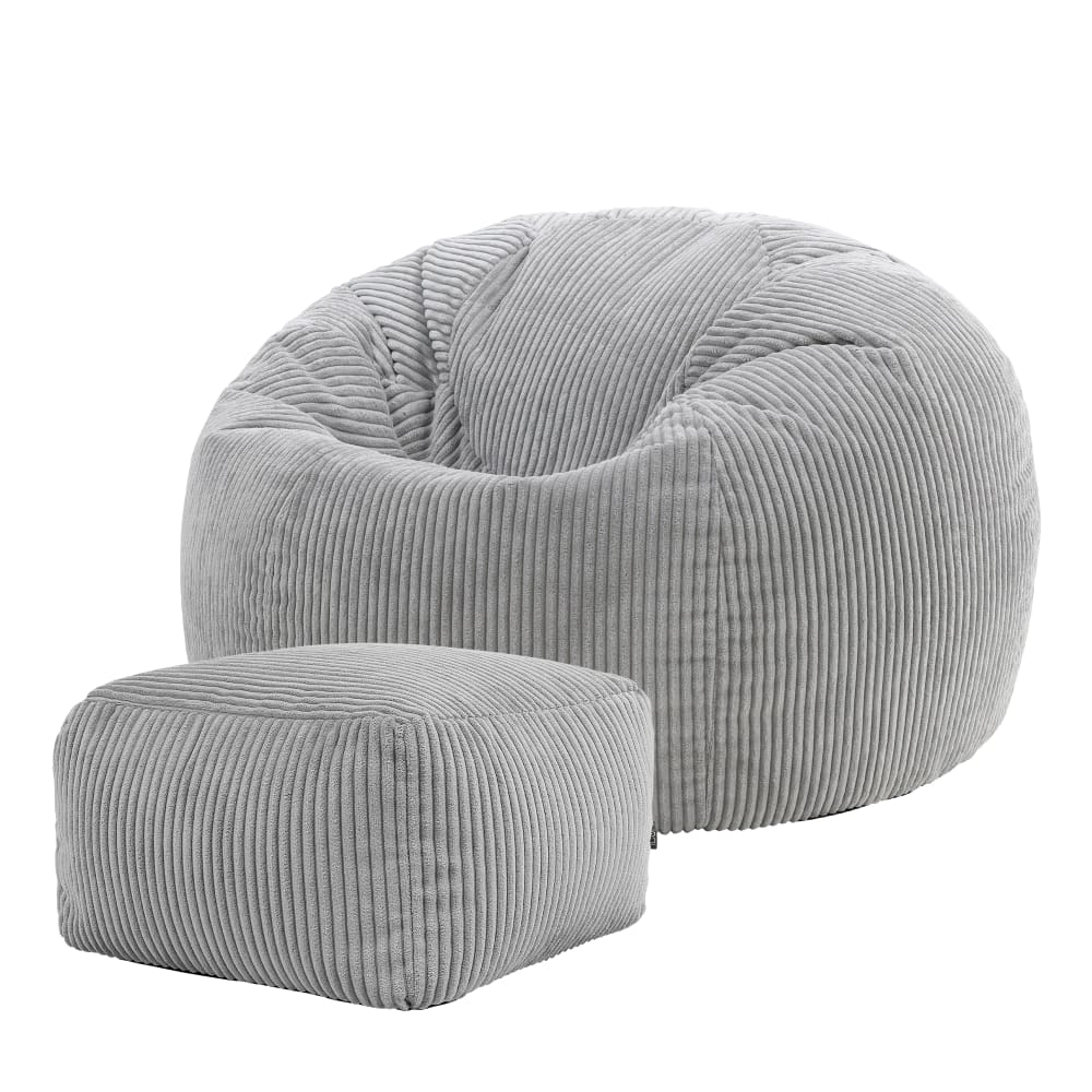 Wohnli Möbelsuche - Klassischer Sitzsack BeanBag mit Hocker aus Cord
