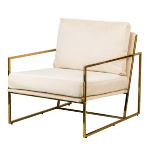 Wohnli Möbelsuche - Polstersessel aus Metall und Samt Beige