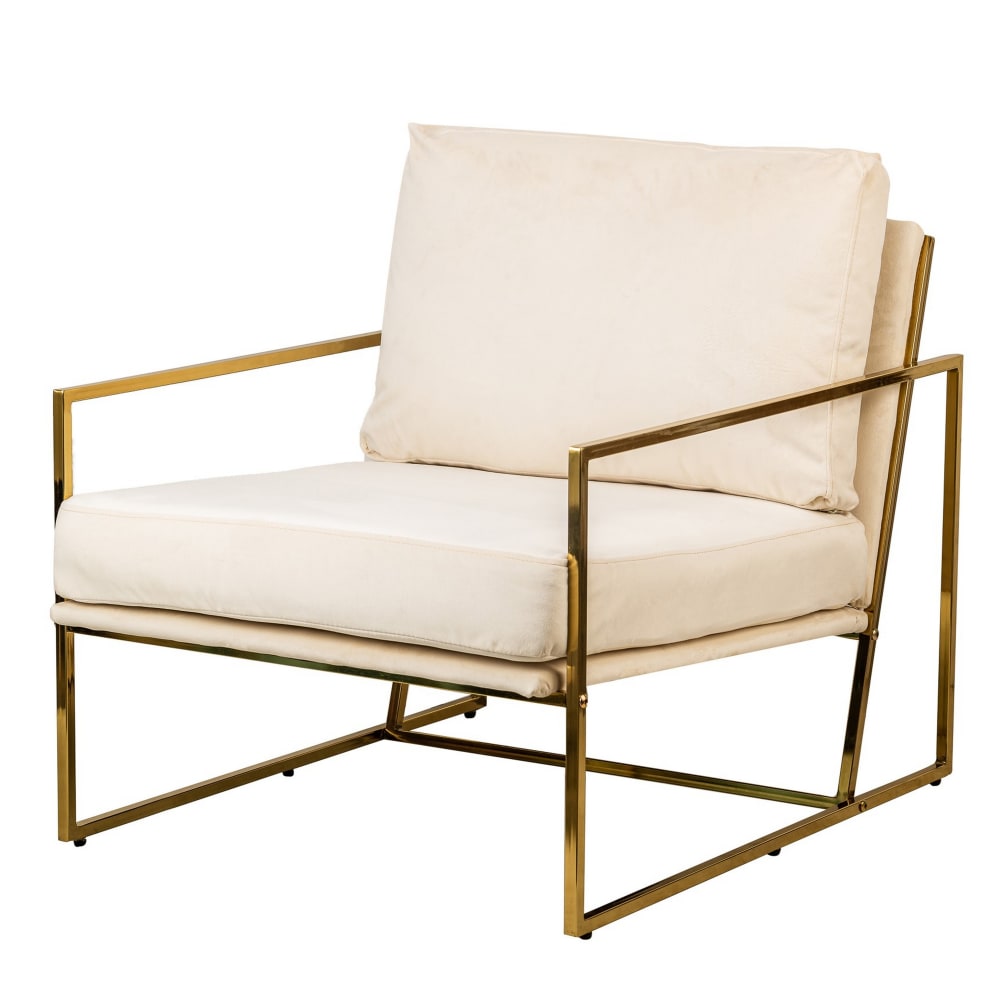 Wohnli Möbelsuche - Polstersessel aus Metall und Samt Beige