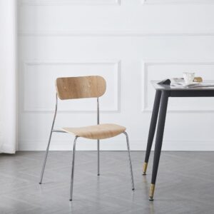 Esszimmerstühle (2er Set) aus Metall und Holz Braun 51x79x52cm Metall Braun Nordlys Möbel Esszimmermöbel Stühle