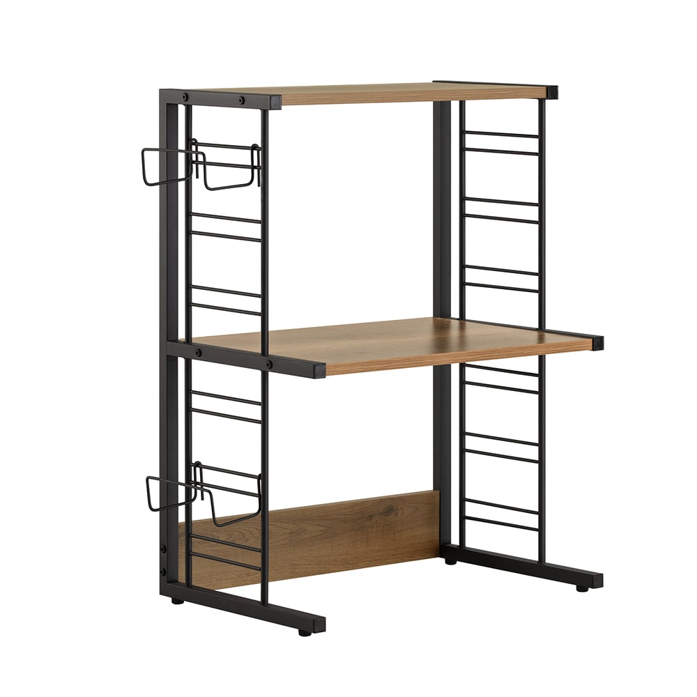 wohnli-moebel-suche-M23104508 Wohnli Möbelsuche - Küchenregal mit 2 Ablagen und 2 Flaschenhalter PB(E1) Metall Schwarz
