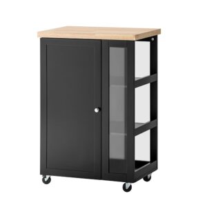 Wohnli Möbelsuche - Küchenwagen mit einem offenen Seitenregal MDF Schwarz