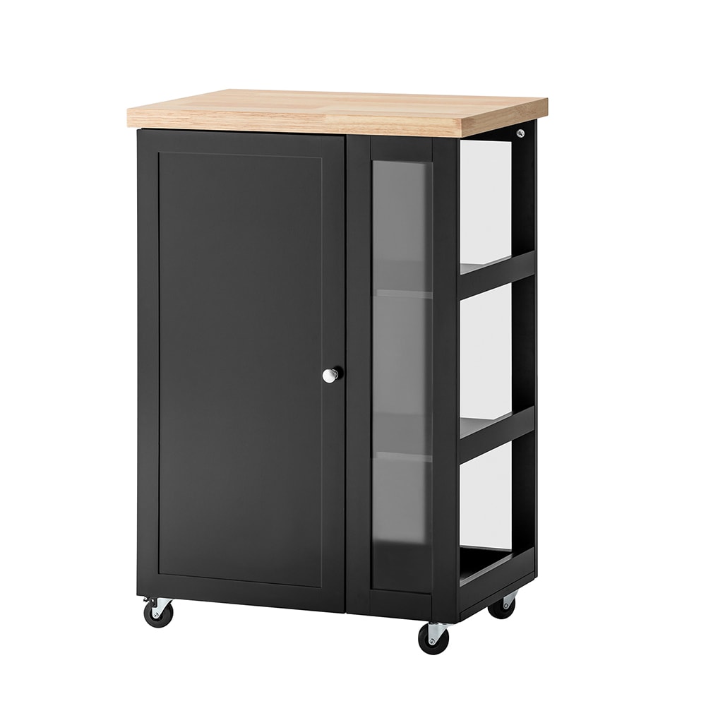 wohnli-moebel-suche-M23104523 Wohnli Möbelsuche - Küchenwagen mit einem offenen Seitenregal MDF Schwarz