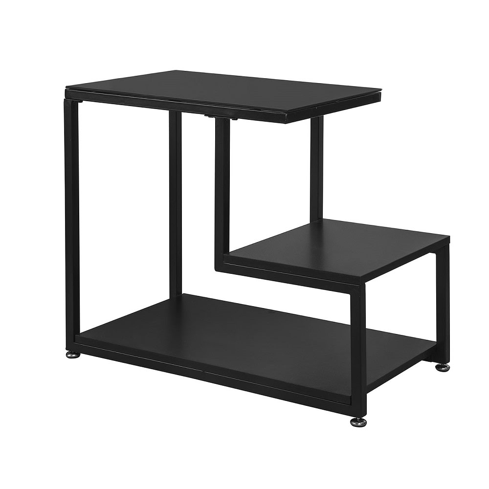 wohnli-moebel-suche-M23104603 Wohnli Möbelsuche - Beistelltisch mit 3 Ablagen Wohnzimmer Holz Glas Metall Schwarz