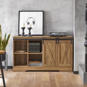 wohnli-moebel-suche-M23104635-1 Sideboard mit Schiebetüren PB Hellbraun 120x70x40cm Holz Braun SoBuy Möbel Esszimmermöbel Sideboards, Highboards & niedrige Anrichten