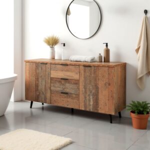 wohnli-moebel-suche-M23107053-1 Badezimmermöbel aus Holz im Industriestil 140x70x35cm Spanplatte Braun Urban Meuble Möbel Badezimmermöbel Badezimmerschränke