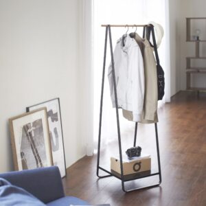 Kleiderständer aus Metall und Holz - H140 cm 52x140x47cm Metall Schwarz Yamazaki Möbel Schlafzimmermöbel Kleiderständer