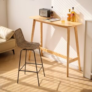 wohnli-moebel-suche-M23107859-1 Barhocker (2er Set) aus Metall und Fasern Braun 41x91x40cm Rattan Braun Nordlys Möbel Esszimmermöbel Barhocker