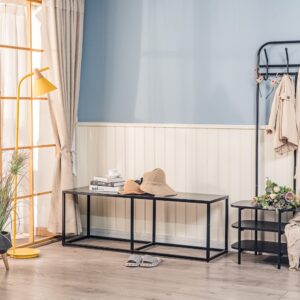 40x45x130cm Metall Schwarz Nordlys Möbel Esszimmermöbel Sitzbank und Holzbank