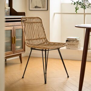 wohnli-moebel-suche-M23107910-1 Esszimmerstühle (2er Set) aus Metall und Rattan Braun 46x82x42cm Rattan Braun Nordlys Möbel Esszimmermöbel Stühle