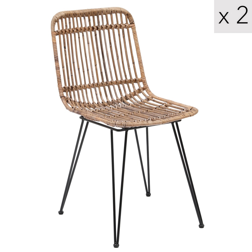 wohnli-moebel-suche-M23107910 Wohnli Möbelsuche - Esszimmerstühle (2er Set) aus Metall und Rattan Braun