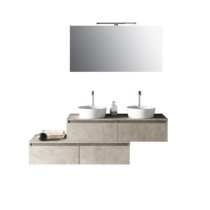 wohnli-moebel-suche-M23109314 Wohnli Möbelsuche - 8-teiliger Badezimmerschrank Doppelwaschbecken Melamin in Steinbeige