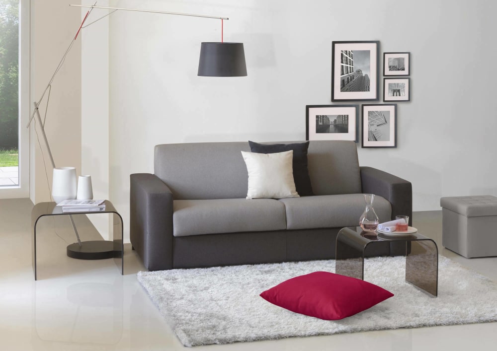 Talamo Italia Sofa 3-Sitzer Elizabeth 220x95 cm Grau Abnehmbar Zertifi 180x90x95cm Stoff Grau Dmora Sofas und Sessel Sofas Schlafsofas