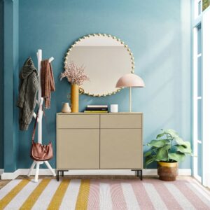 wohnli-moebel-suche-M23113170-1 Sekretär mit 2 Schubladen und 2 Türen aus MDF in Taupe 90x84x45cm Spanplatte Taupe RNT by Really Nice Things Möbel Esszimmermöbel Sideboards, Highboards & niedrige Anrichten