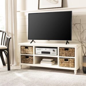 wohnli-moebel-suche-M23113758-1 Medienstand aus kiefernholz weiß 120x51x40cm Holz Beige Safavieh Möbel Wohnzimmermöbel TV-Möbel