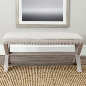 Bänke aus Holz Beige 110x49x55cm Holz Beige Safavieh Möbel Esszimmermöbel Sitzbank und Holzbank