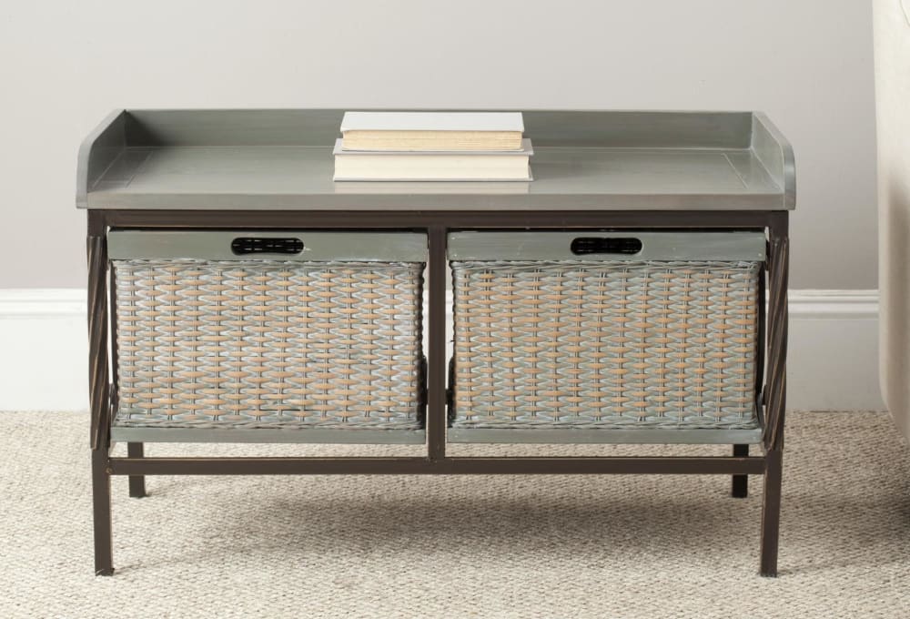 Bänke aus Ulmenholz Grau 85x51x40cm Holz Grau Safavieh Möbel Esszimmermöbel Sitzbank und Holzbank