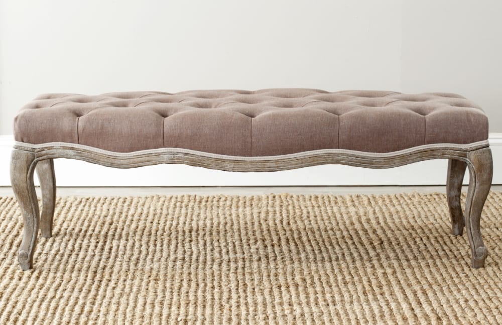 Bänke aus Eichenholz Beige 135x44x45cm Holz Beige Safavieh Möbel Esszimmermöbel Sitzbank und Holzbank