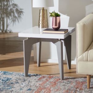 Beistelltisch aus Enginered Wood Grau/Weiß 50x50x50cm Spanplatte Grau Safavieh Möbel Wohnzimmermöbel Beistelltische