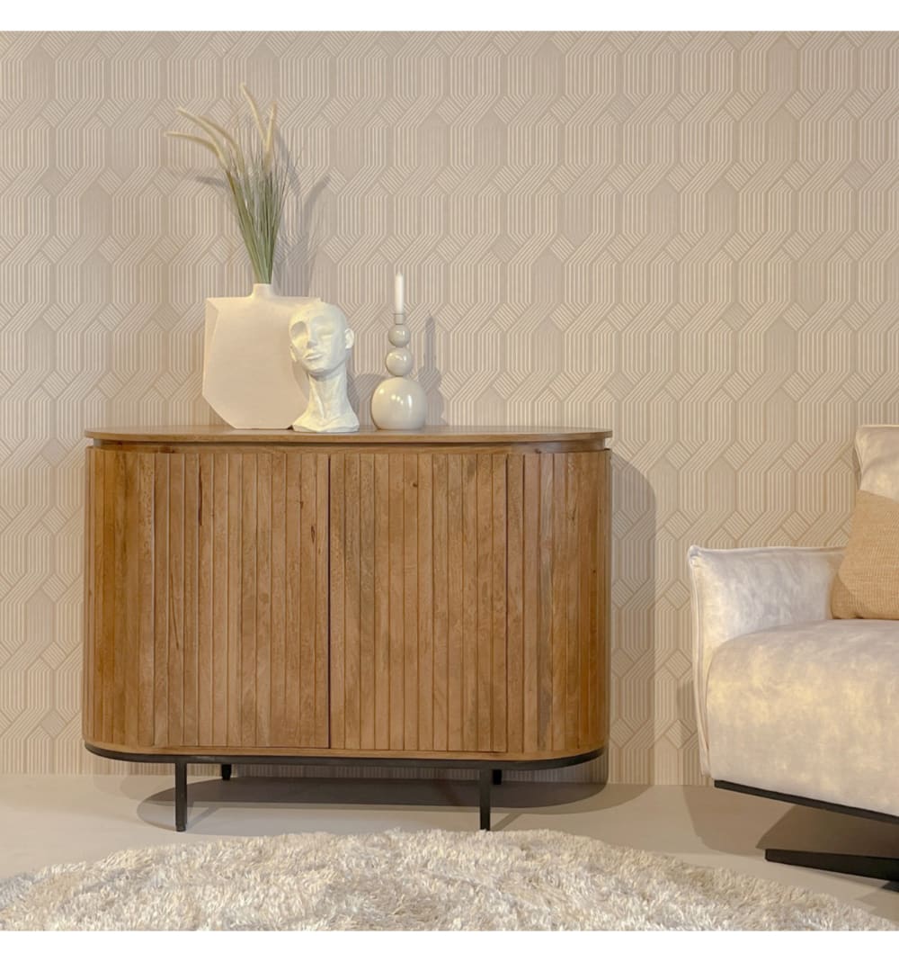 2-türiges Sideboard aus massivem Mangoholz 115x81x43cm Holz Braun Moloo Möbel Esszimmermöbel Sideboards, Highboards & niedrige Anrichten