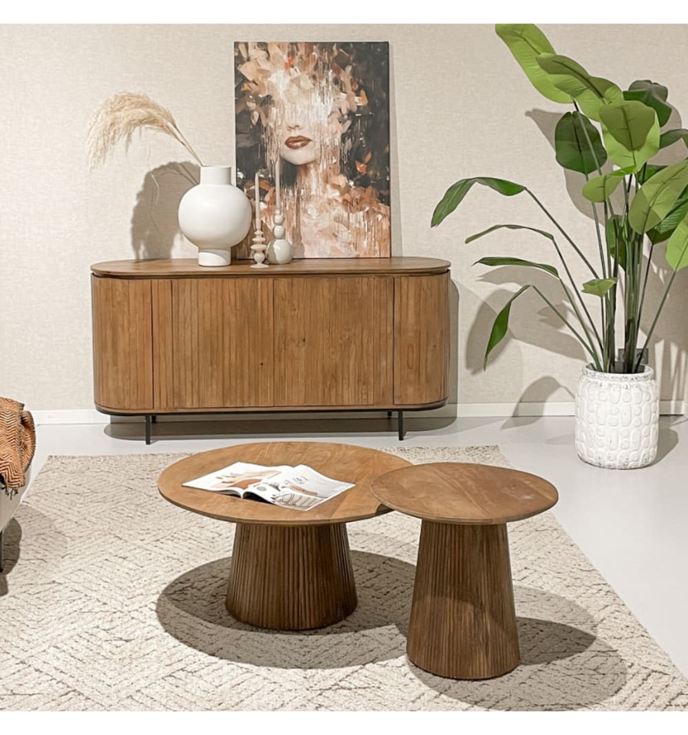 2-türiges Sideboard L180 cm aus massivem Mangoholz 180x81x43cm Holz Braun Moloo Möbel Esszimmermöbel Sideboards, Highboards & niedrige Anrichten