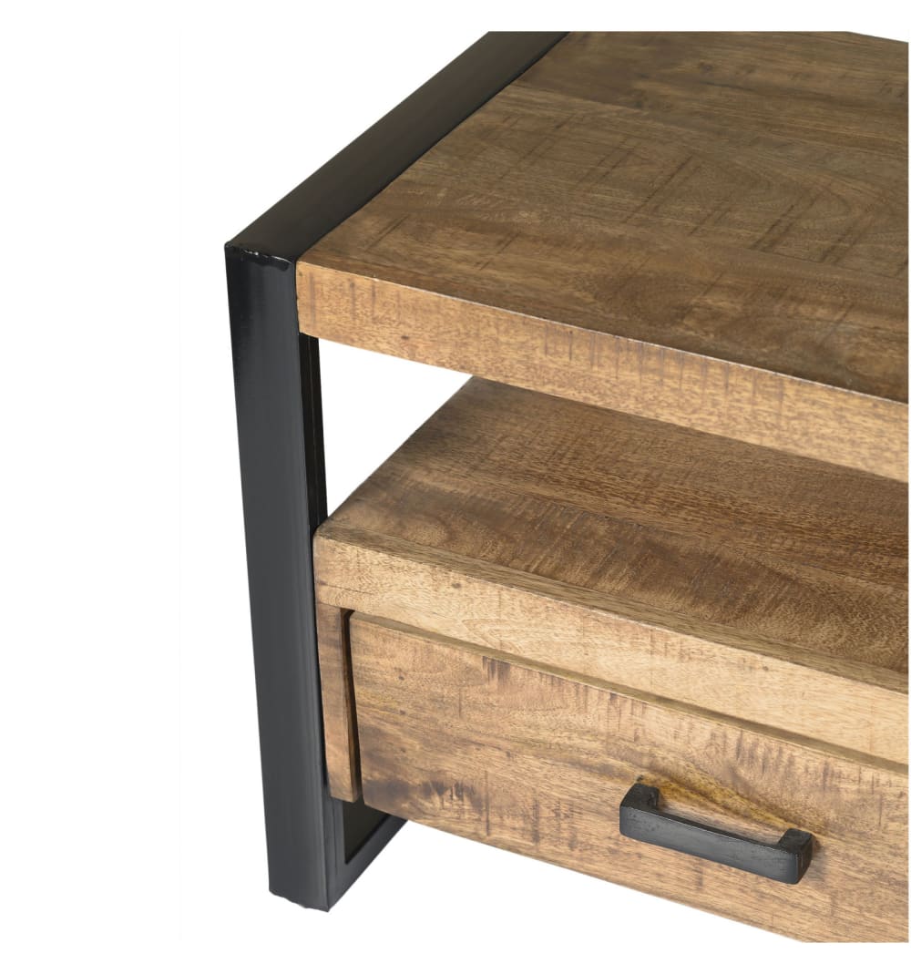 120 cm TV- Schrank aus Massivholz und Metall 120x50x45cm Holz Braun Moloo Möbel Wohnzimmermöbel TV-Möbel