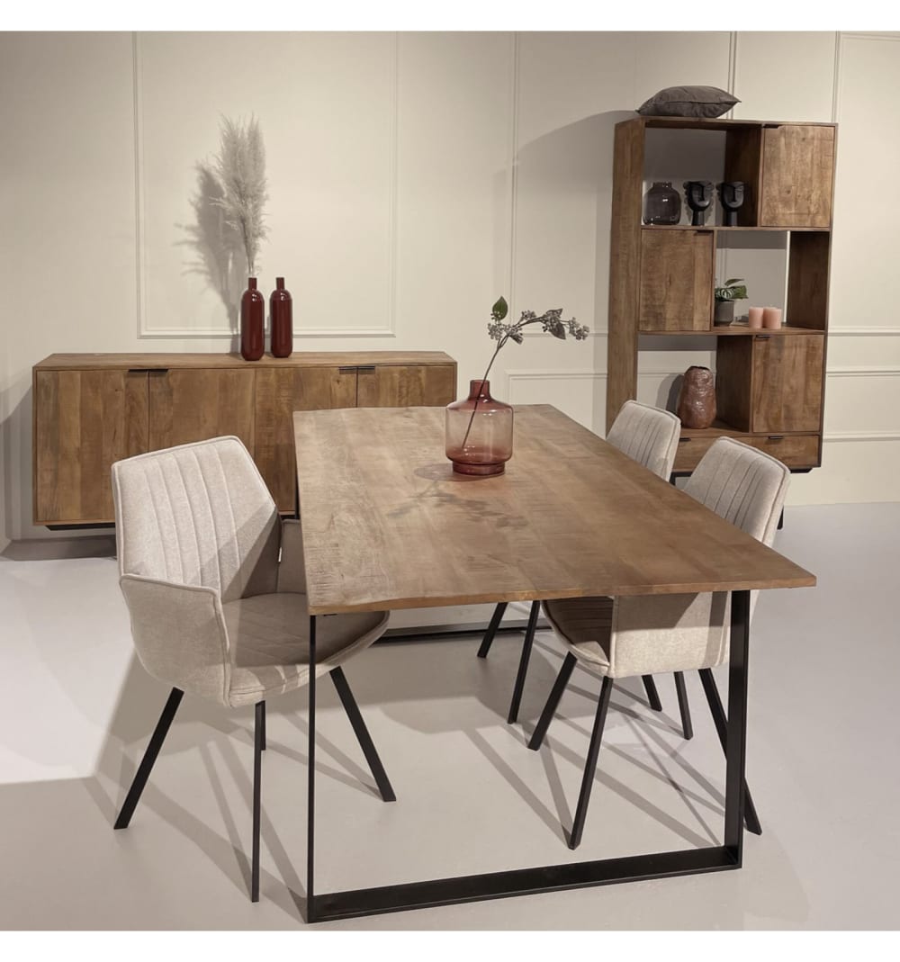 Esstisch für 8/10 Personen L200, massives Mangoholz und Metall 200x76x100cm Holz Braun Moloo Möbel Esszimmermöbel Esstische