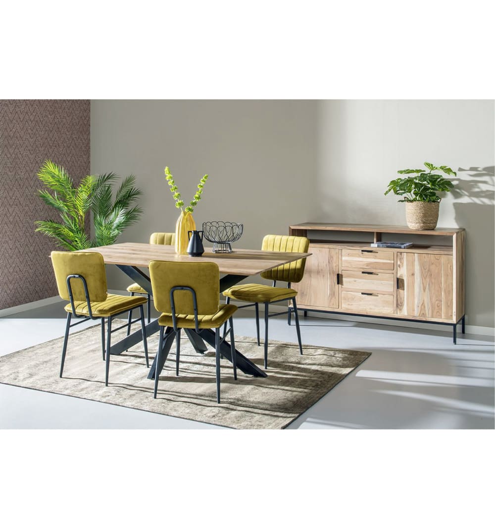 Esstisch für 8/10 Personen, L220 cm, Spider und massive Akazie 220x76x100cm Holz Braun Moloo Möbel Esszimmermöbel Esstische