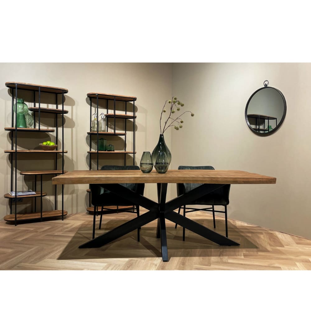 Esstisch für 10/12 Personen L240, massives Mangoholz und Spinne 240x76x100cm Holz Braun Moloo Möbel Esszimmermöbel Esstische