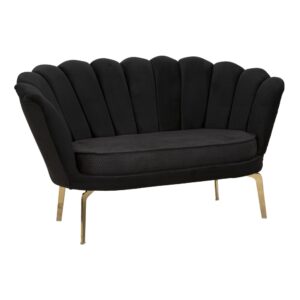 Wohnli Möbelsuche - Sofa aus schwarzem Stoff mit goldenen Beinen 136x76x78 cm