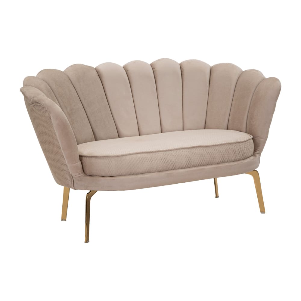 wohnli-moebel-suche-M23116713 Wohnli Möbelsuche - Sofa aus beigem Stoff mit goldenen Beinen 136x76x78 cm