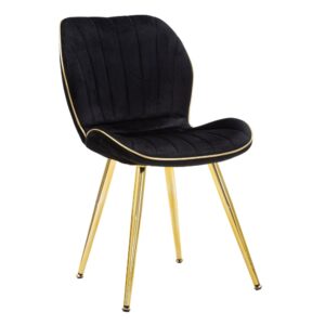 wohnli-moebel-suche-M23116788 Wohnli Möbelsuche - Set aus 2 schwarzen Stoffstühlen mit goldenen Beinen